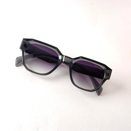 MIU MIU Crystal Square – Smoke Grey Silver Gradient - Giiz store