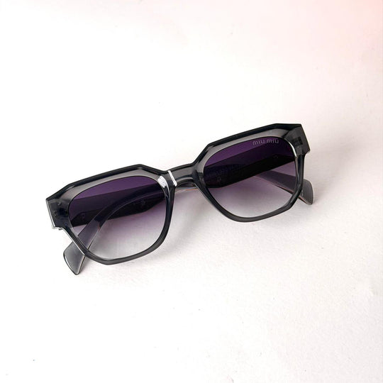 MIU MIU Crystal Square – Smoke Grey Silver Gradient - Giiz store