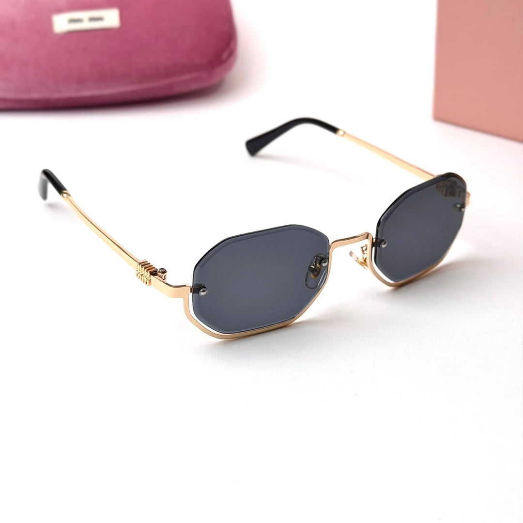 MIU MIU Geometric Octagonal – Gold Black Smoke - Giiz store