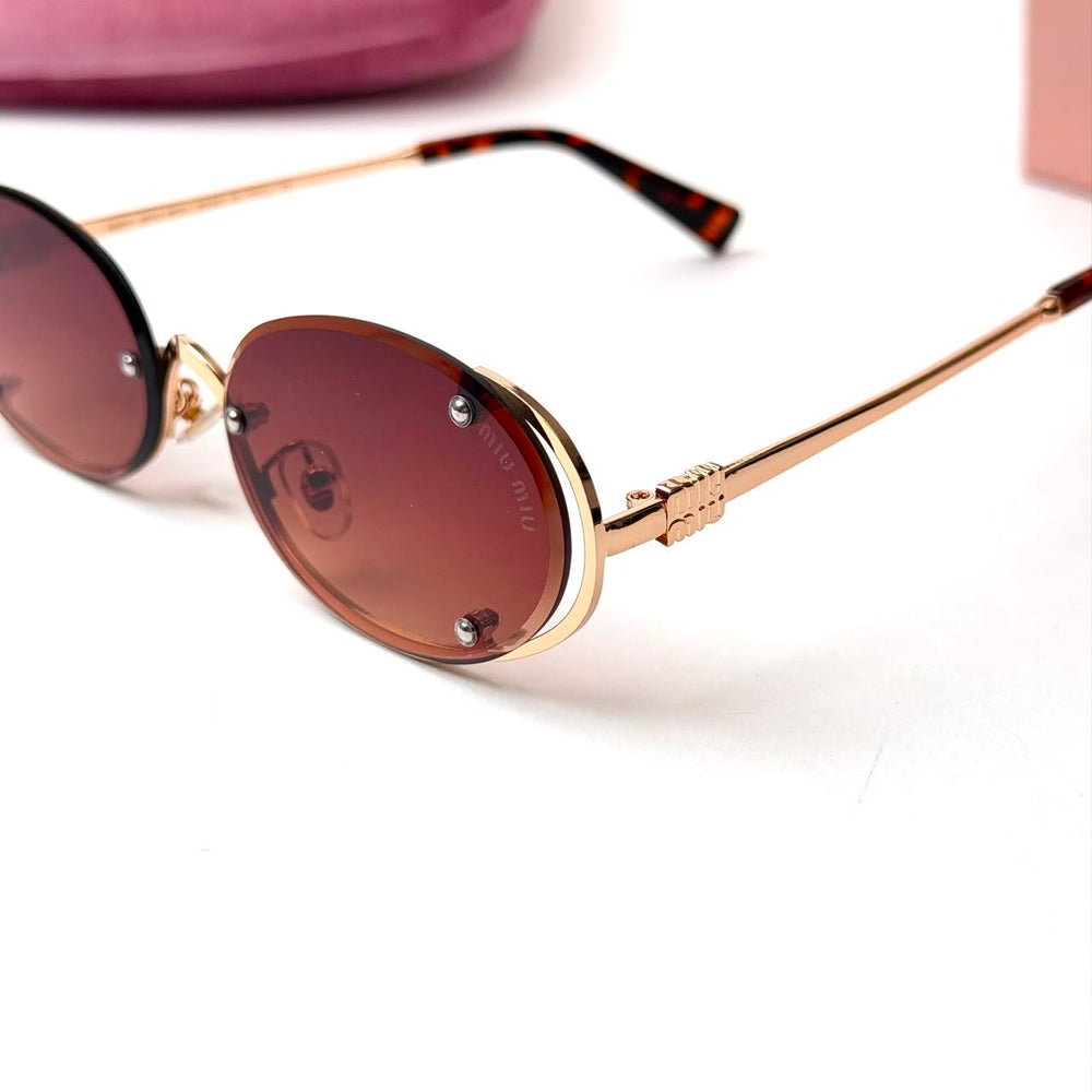 MIU MIU Logo MU A54S – Gold Brown Gradient - Giiz store