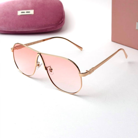 Miu Miu MU A56S Aviator – Gold Pink - Giiz store