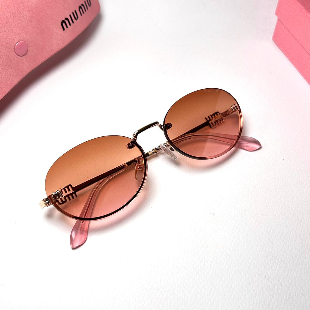 Miu Miu Oval A54S - Light Brown - Giiz store