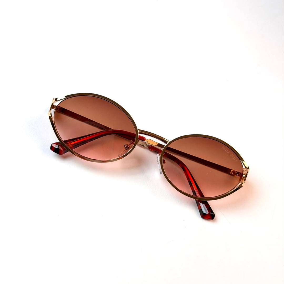 Miu Miu Oval Logo – Gold Brown - Giiz store