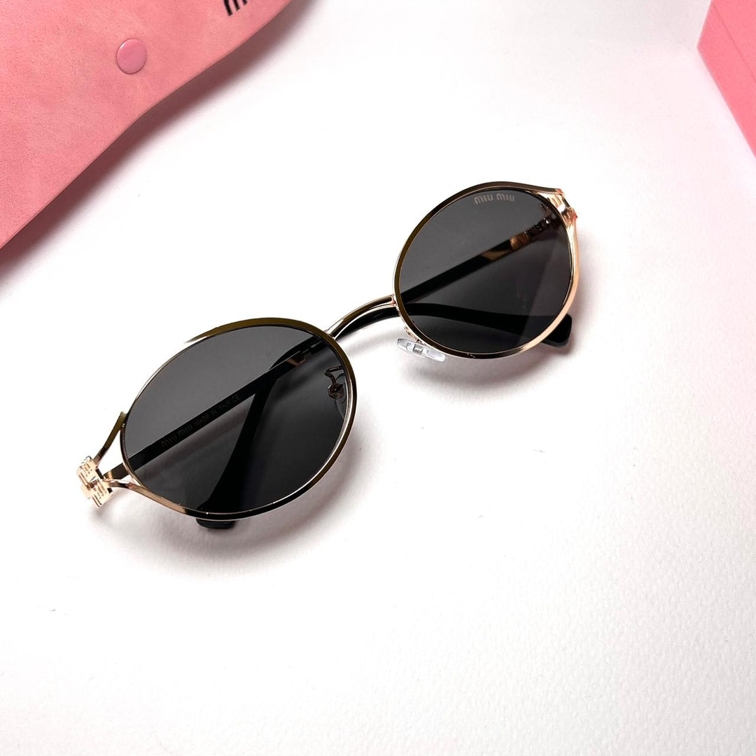 Miu Miu Oval SMU 52Y – Golden Black - Giiz store