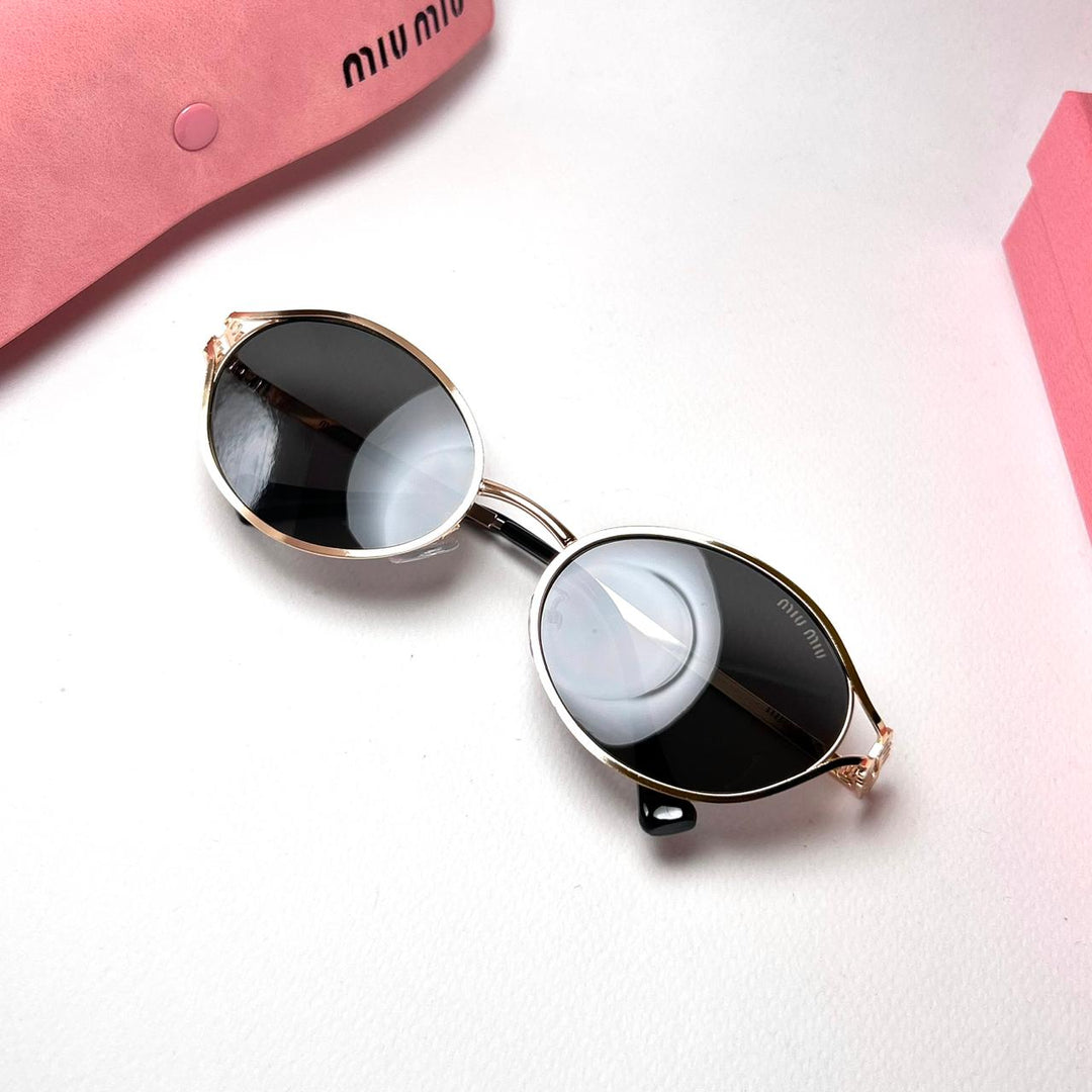 Miu Miu Oval SMU 52Y – Golden Black - Giiz store