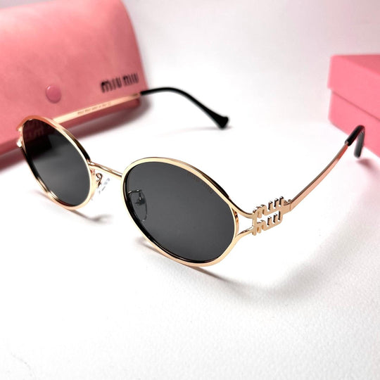 Miu Miu Oval SMU 52Y – Golden Black - Giiz store