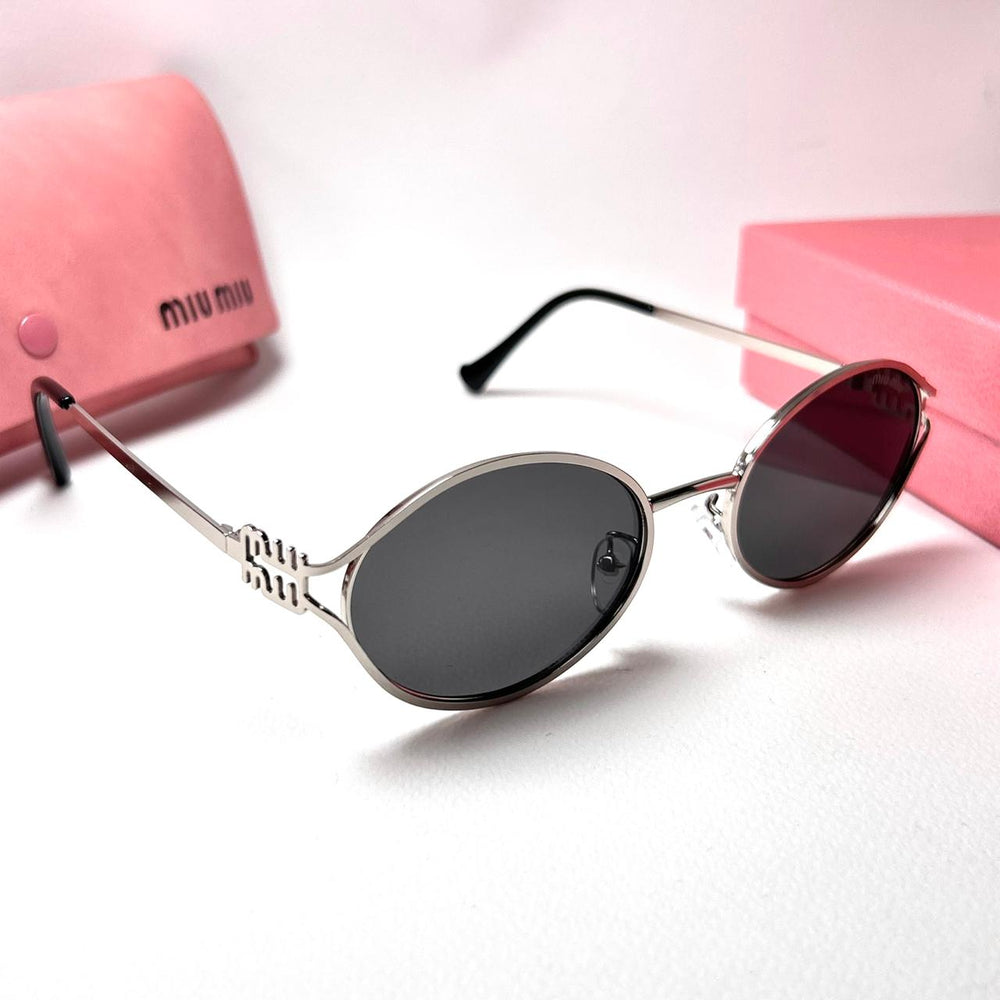 Miu Miu Oval SMU 52Y – Silver Black - Giiz store
