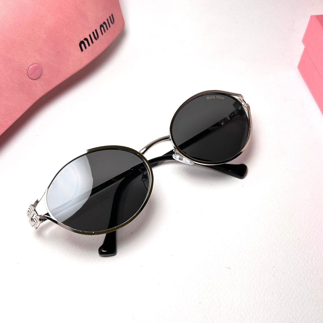 Miu Miu Oval SMU 52Y – Silver Black - Giiz store