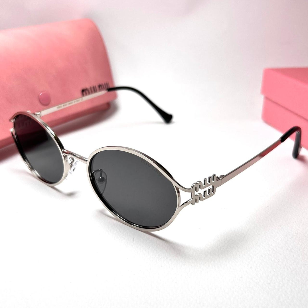 Miu Miu Oval SMU 52Y – Silver Black - Giiz store