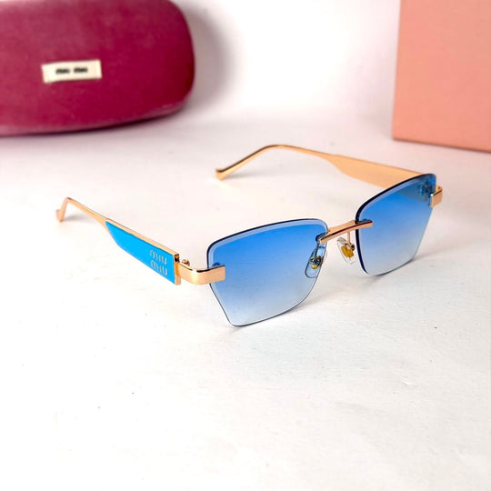 Miu Miu Rimless Rectangle – Blue Gradient - Giiz store