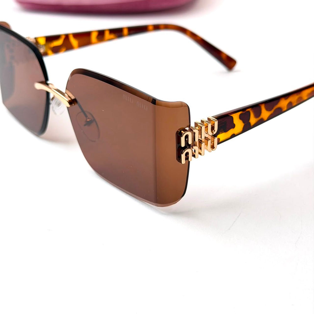 Miu Miu Rimless Rectangular – Brown Tortoiseshell - Giiz store