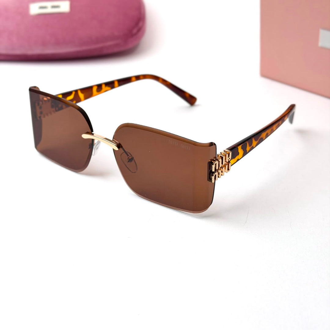 Miu Miu Rimless Rectangular – Brown Tortoiseshell - Giiz store