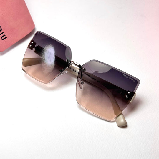 Miu Miu Rimless Squarer - Peach Gradient - Giiz store