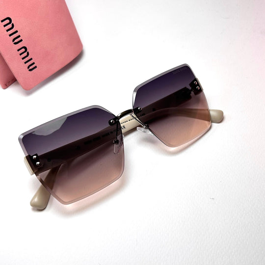 Miu Miu Rimless Squarer - Peach Gradient - Giiz store