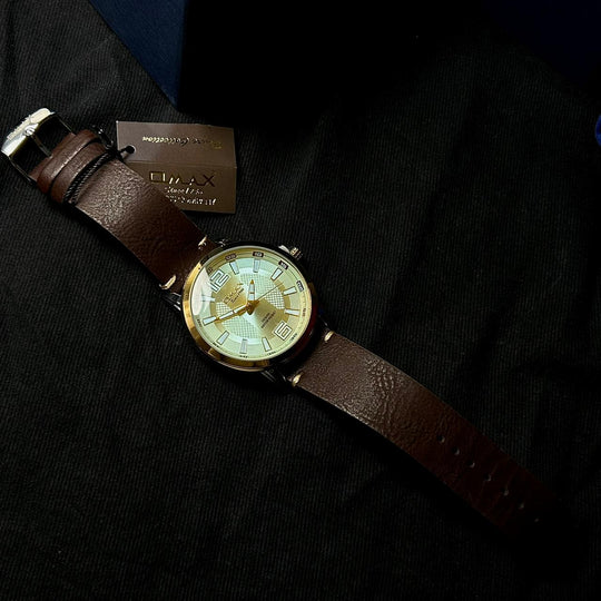 Omax GX01P62I For Him – Brown Gold Dial - Giiz store