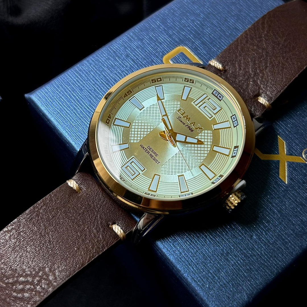 Omax GX01P62I For Him – Brown Gold Dial - Giiz store