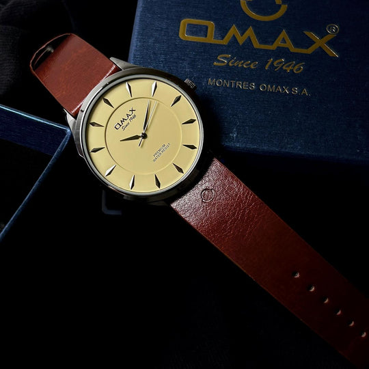 Omax SX7017 For Him – Brown Yellow Dial - Giiz store