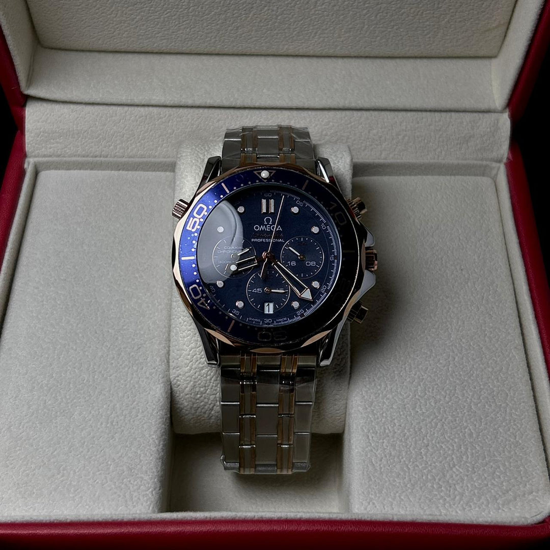 Omega Seamaster Co - Axial Chronometer - Silver Rose Gold Blue - Giiz store