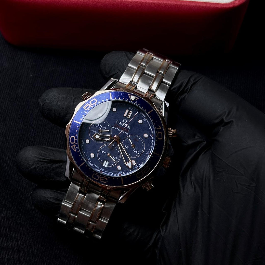 Omega Seamaster Co - Axial Chronometer - Silver Rose Gold Blue - Giiz store