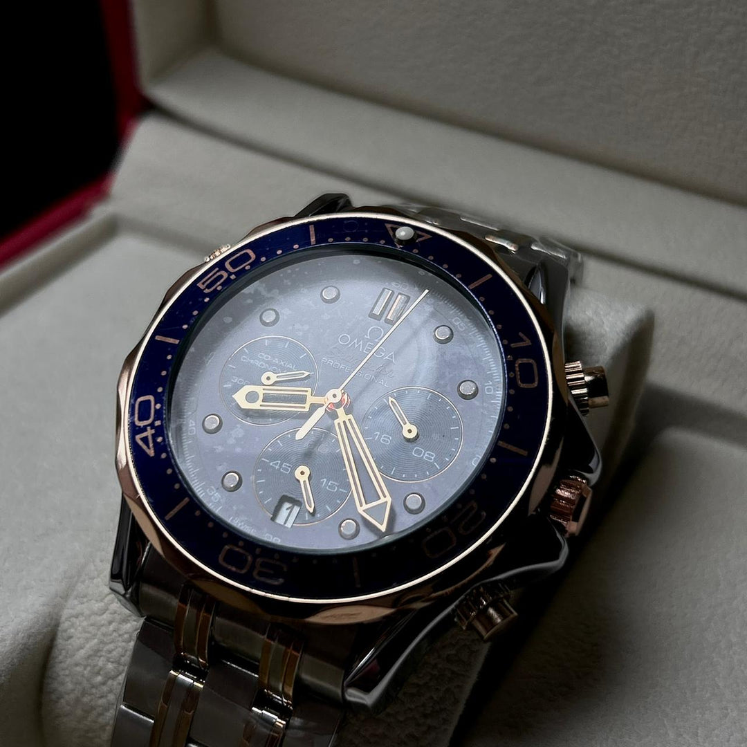 Omega Seamaster Co - Axial Chronometer - Silver Rose Gold Blue - Giiz store