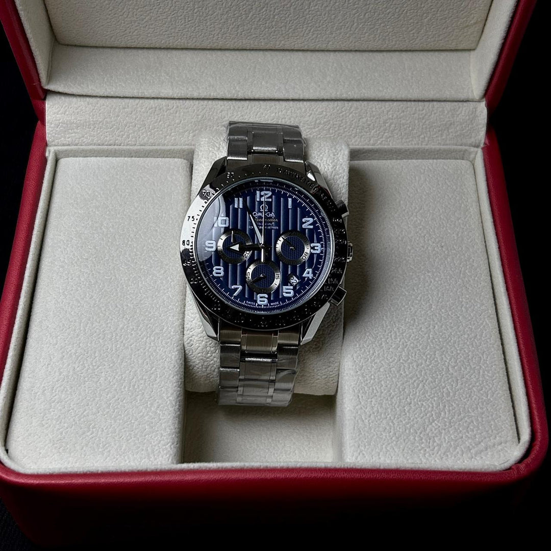Omega Speedmaster Co - Axial Chronometer – Silver Blue - Giiz store