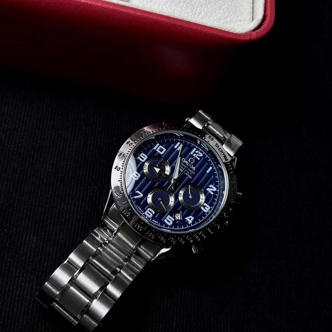 Omega Speedmaster Co - Axial Chronometer – Silver Blue - Giiz store