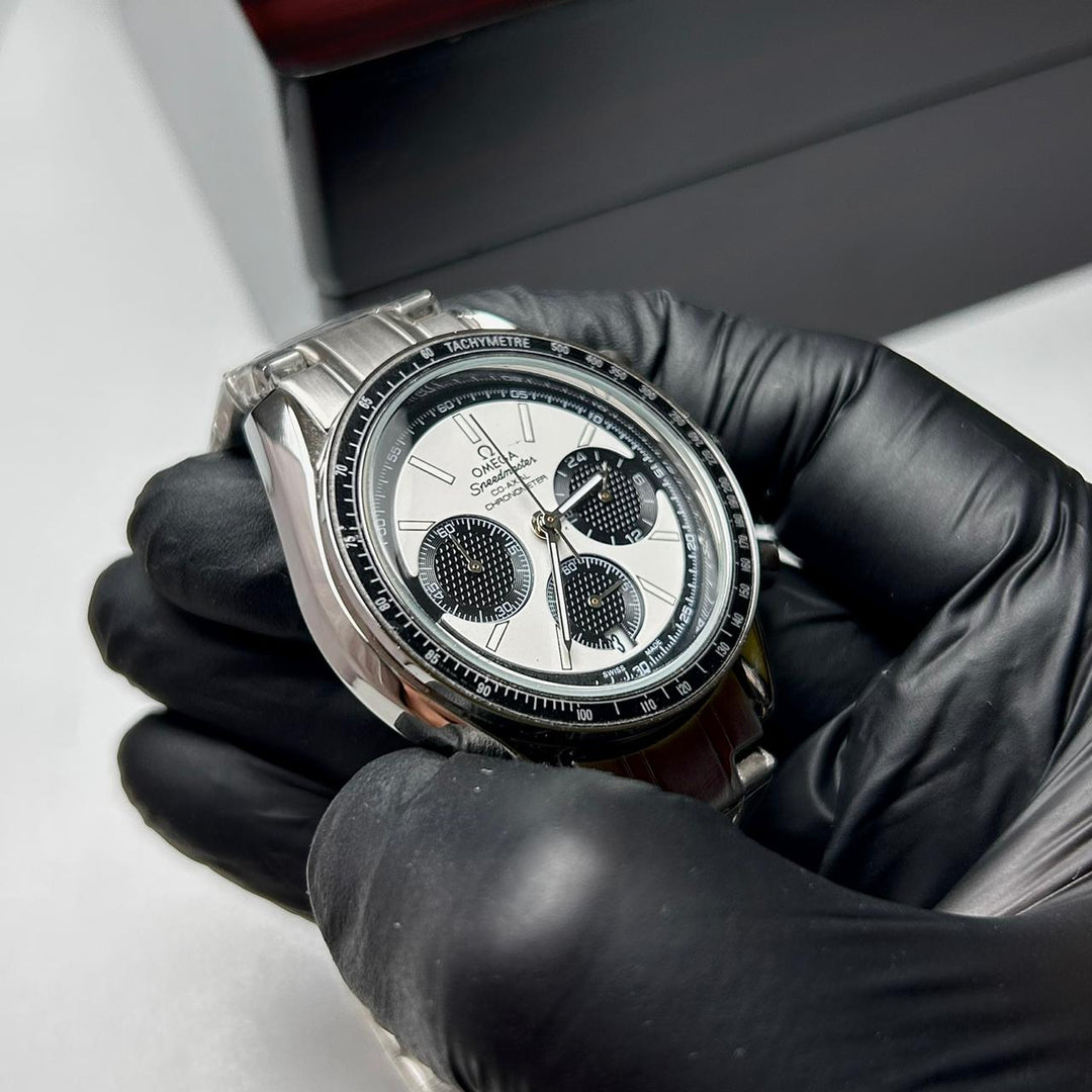 Omega Speedmaster Racing Chronograph For Him - Silver Panda - Giiz store