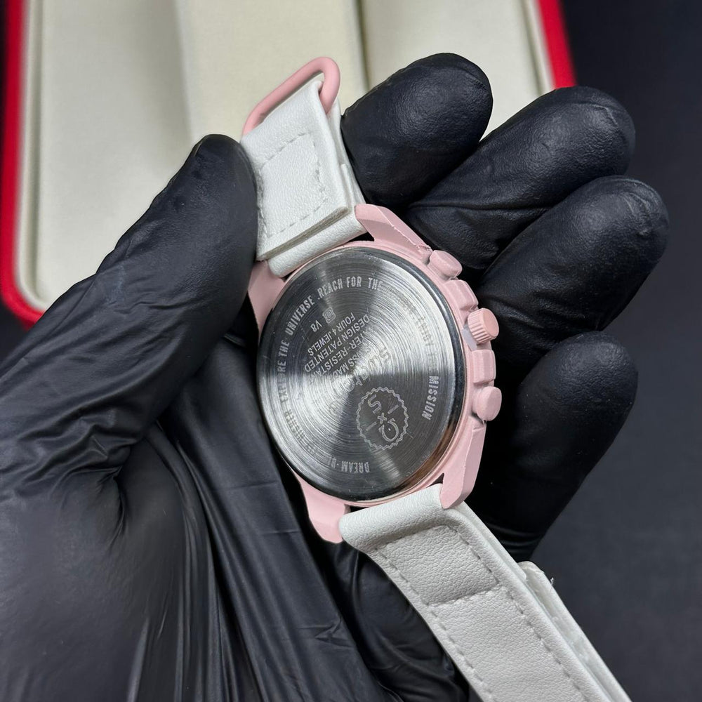 Omega × Swatch 'non chrono' MoonSwatch Speedmaster – Pink White - Giiz store