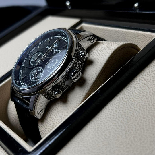 Patek Philippe Complications Chronograph Alligator Leather Edition – Silver Black - Giiz store