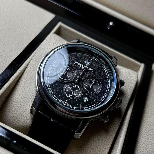 Patek Philippe Complications Chronograph Alligator Leather Edition – Silver Black - Giiz store