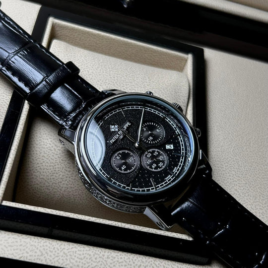 Patek Philippe Complications Chronograph Alligator Leather Edition – Silver Black - Giiz store