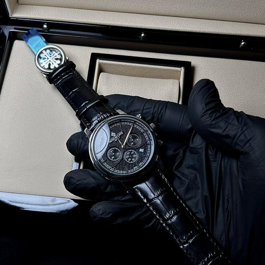 Patek Philippe Complications Chronograph Alligator Leather Edition – Silver Black - Giiz store