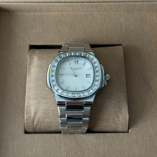 Patek Philippe Crystal Bezel Style – Silver White Dial - Giiz store