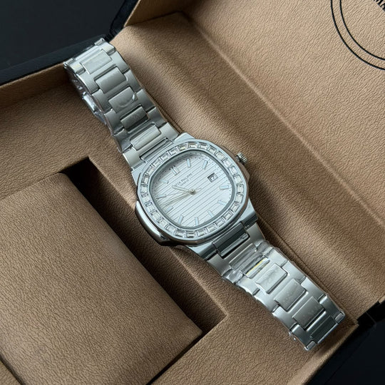Patek Philippe Crystal Bezel Style – Silver White Dial - Giiz store