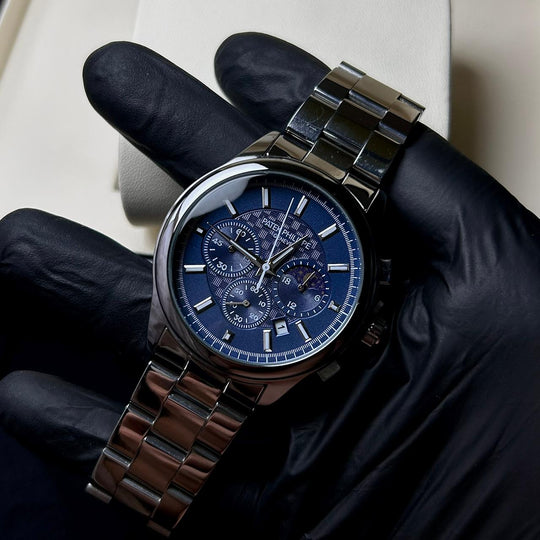 Patek Philippe Midnight Moonphase Chronograph - Silver Navy - Giiz store