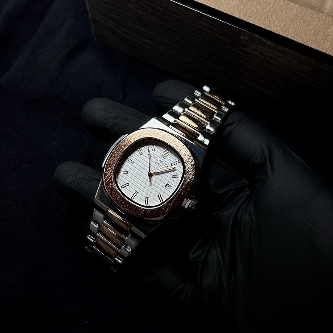 Patek Philippe Nautilus For Him – Two Tone Rose Gold White - Giiz store