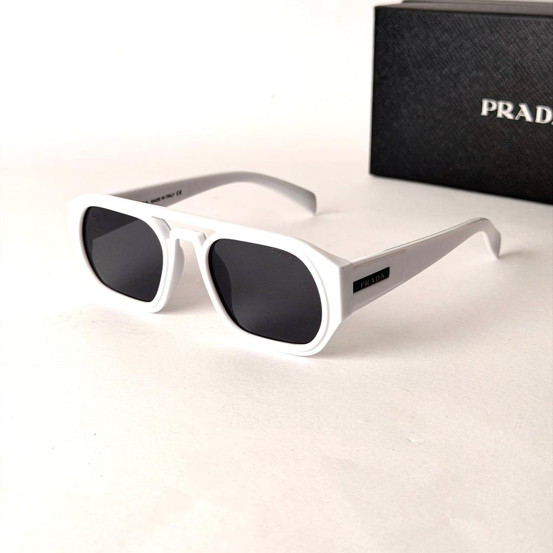 Prada White Rectangle – Black Lenses - Giiz store