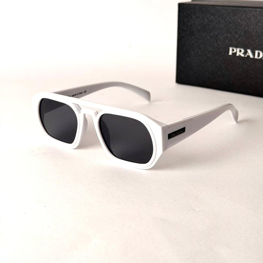 Prada White Rectangle – Black Lenses - Giiz store
