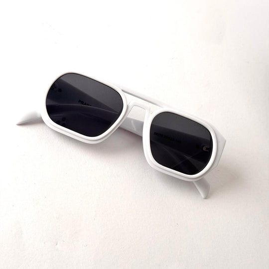 Prada White Rectangle – Black Lenses - Giiz store