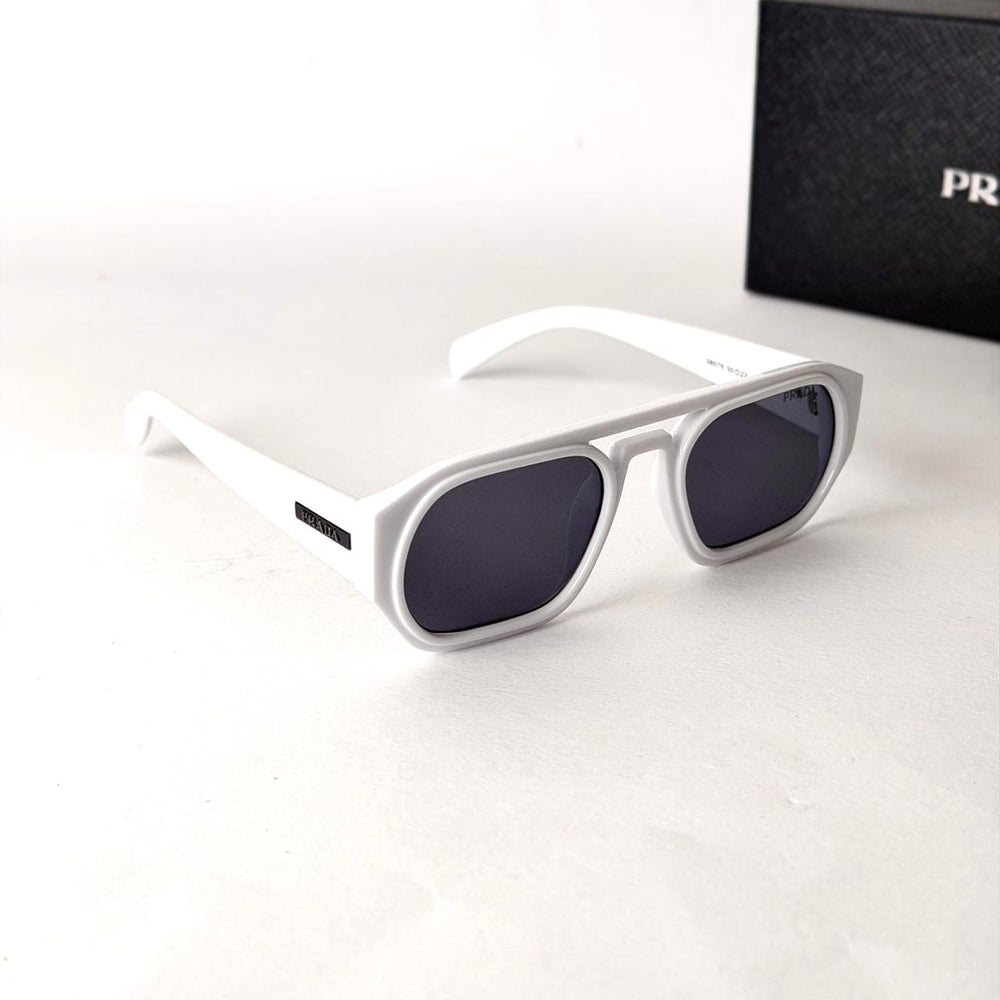 Prada White Rectangle – Black Lenses - Giiz store
