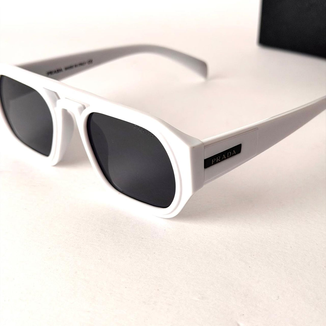 Prada White Rectangle – Black Lenses - Giiz store