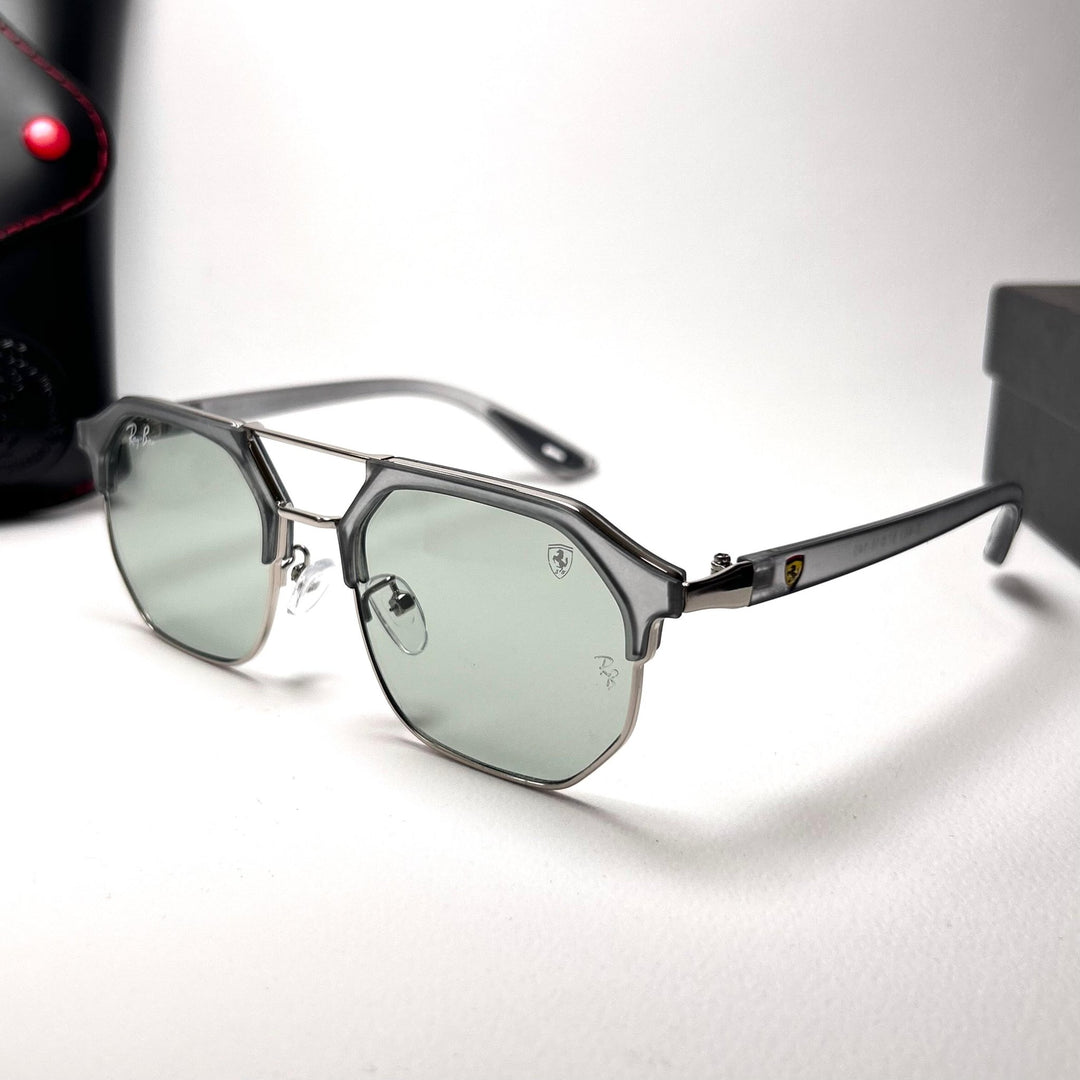 Ray Ban Geometric Squarish Scuderia Ferrari - Light Mint Transparent Gray - Giiz store