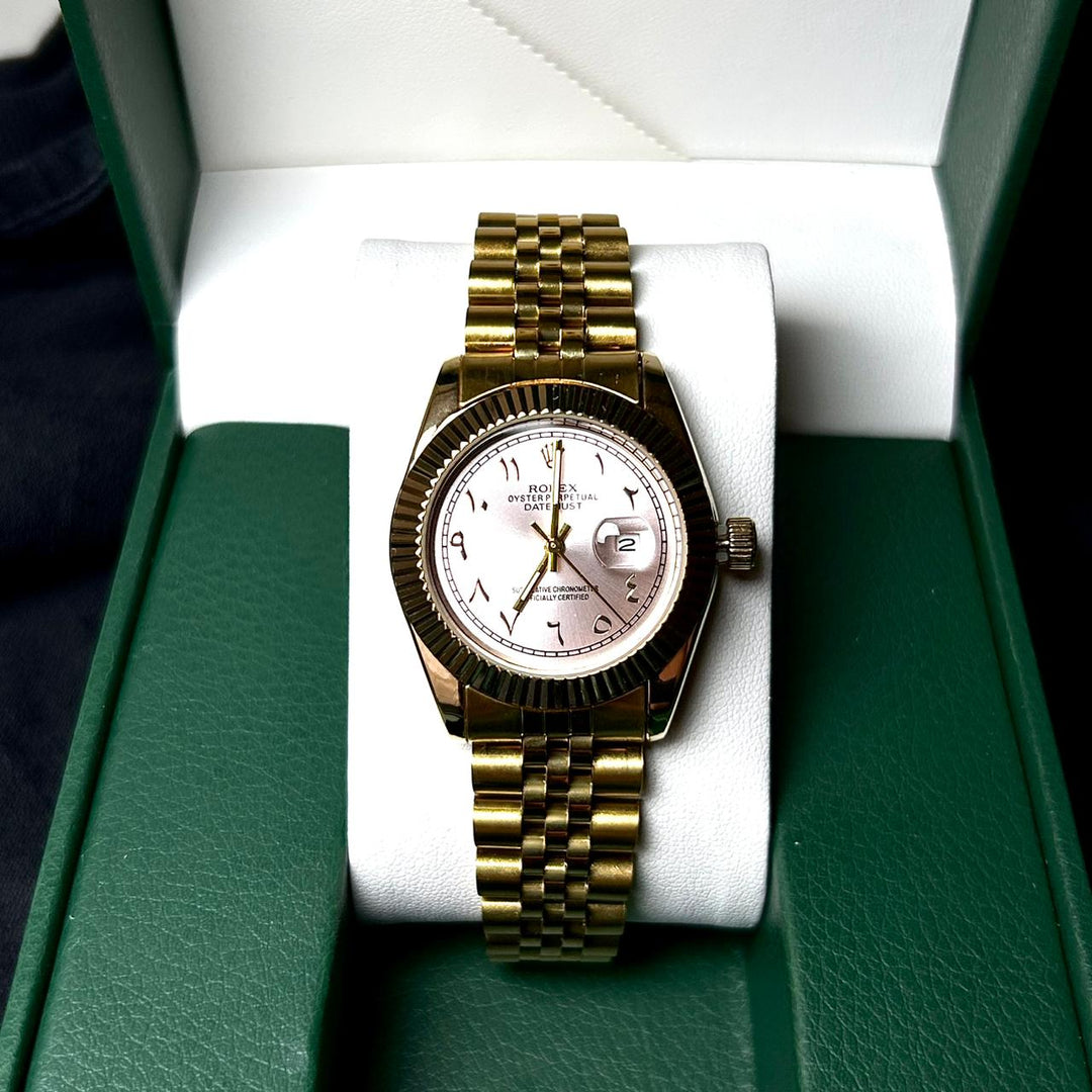 Rolex Date Just Arabic Style For Her - Golden Pink - Giiz store