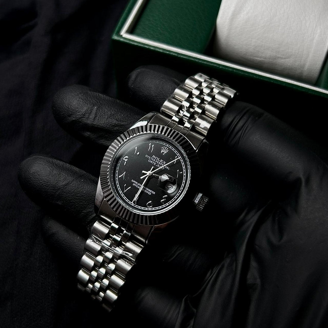 Rolex Date Just Arabic Style For Her - Silver Black - Giiz store