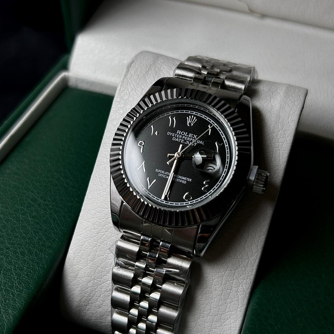 Rolex Date Just Arabic Style For Her - Silver Black - Giiz store