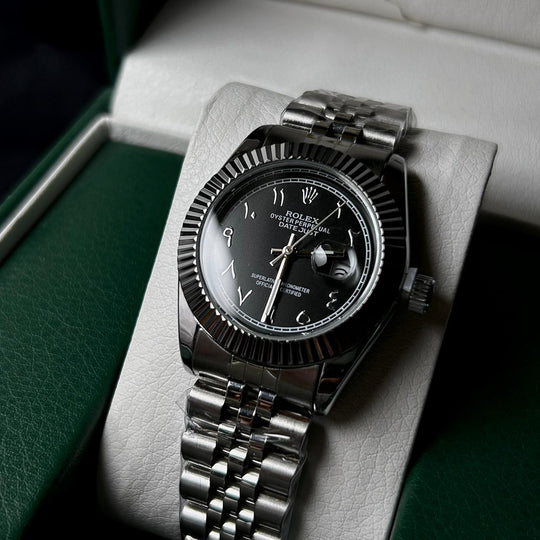 Rolex Date Just Arabic Style For Her - Silver Black - Giiz store