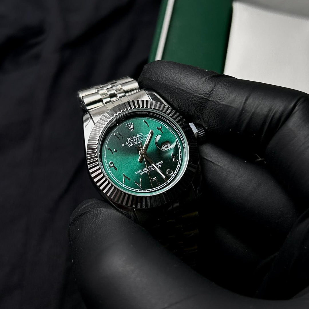 Rolex Date Just Arabic Style For Her - Silver Green - Giiz store