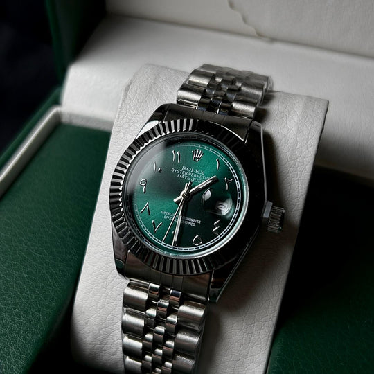 Rolex Date Just Arabic Style For Her - Silver Green - Giiz store