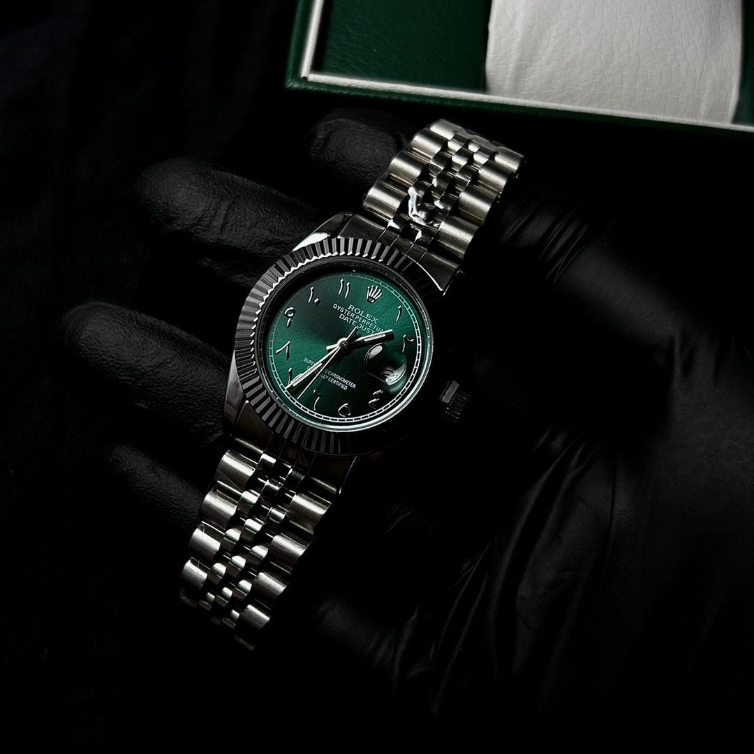 Rolex Date Just Arabic Style For Her - Silver Green - Giiz store