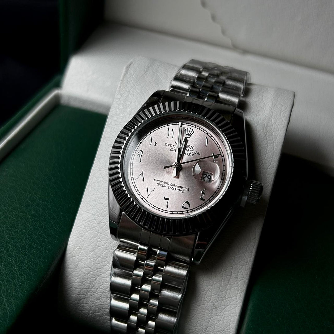 Rolex Date Just Arabic Style For Her - Silver Pink - Giiz store